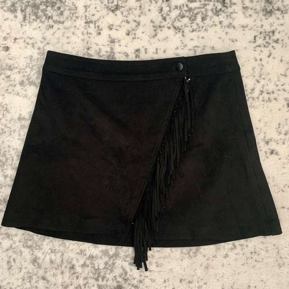 Fringe Faux Suede Mini Skirt